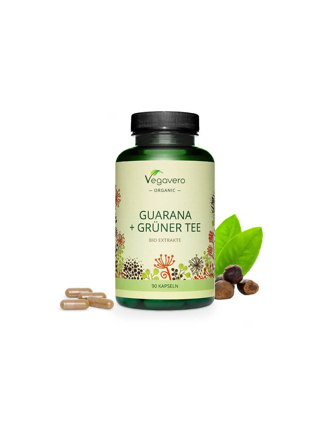 Guarana + Grüner Tee Bio Extrakte - Guarana- und Grüntee-Extrakt, 90 <tc>Vegavero</tc> Kapseln
