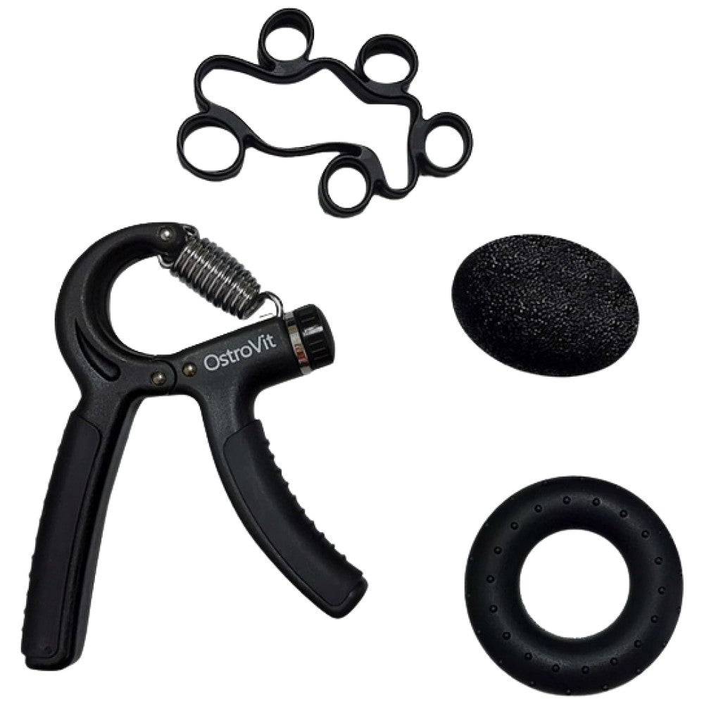 Hand- und Armtrainingsgeräte | Unterarmgriff + Griff- und Fingertrainingsgummi 4 Stk.