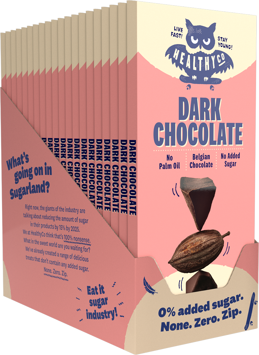 <tc>HealthyCo</tc> 100 Gramm dunkle Naturschokolade – ohne Zuckerzusatz und ohne Palmöl