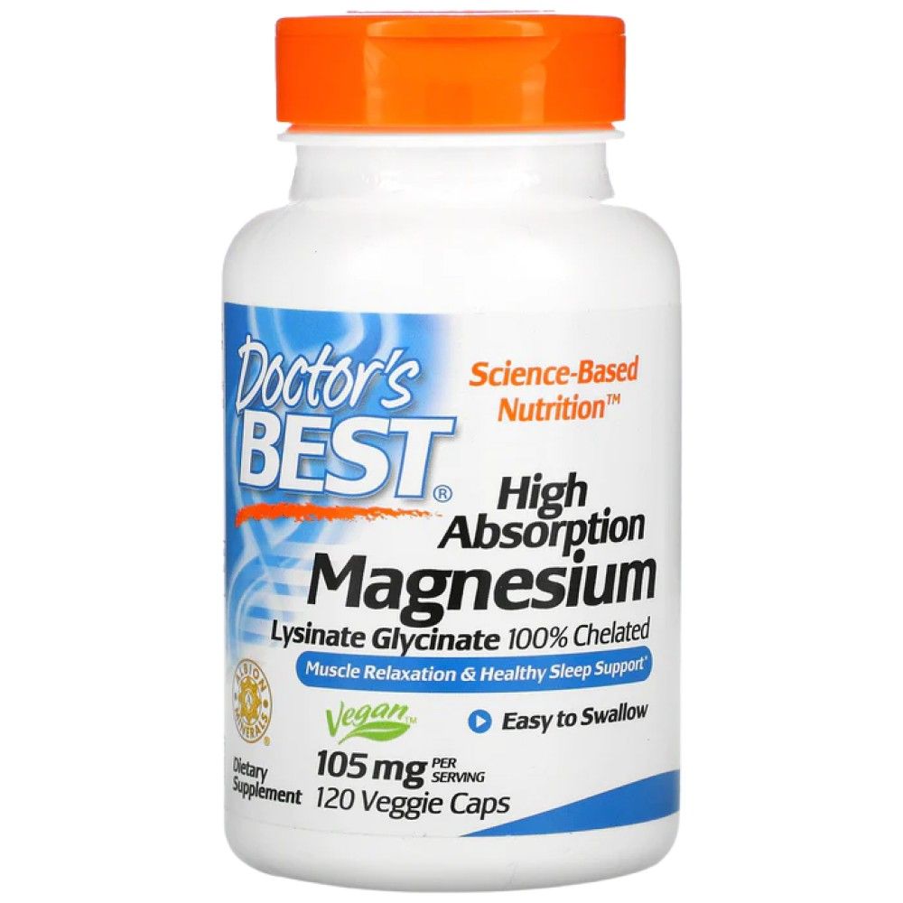 Hohe Absorption 100 % chelatisiertes Magnesiumglycinat 105 mg – 120 Kapseln