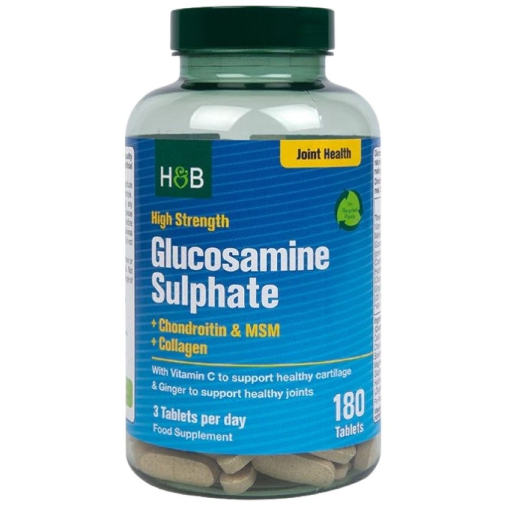 Hochwirksames Glucosaminsulfat | Mit Chondroitin, MSM und Kollagen – 180 Tabletten