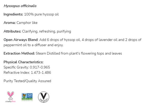 Ysopöl | 100 % reiner Hyssopus Officinalis – 30 ml