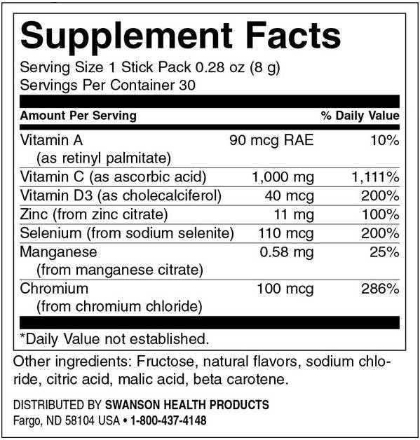 Immununterstützung mit C plus Vitamin D und Zink | Zitrusgeschmack 30 Packungen