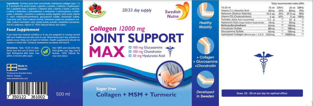 Flüssiges Kollagen für Gelenke Joint Support MAX 12000 MG - 500 ml