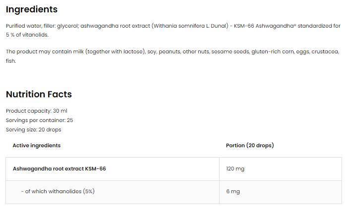 KSM-66 Ashwagandha-Tropfen | Ashwagandha-Wurzelextrakt 30 ml