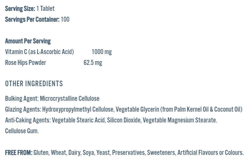 Vitamin-C 1000 mg | mit Rose Hüften - 100 Tabletten