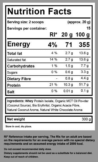 Keto Whey Isolat + MCT – 300 Gramm
