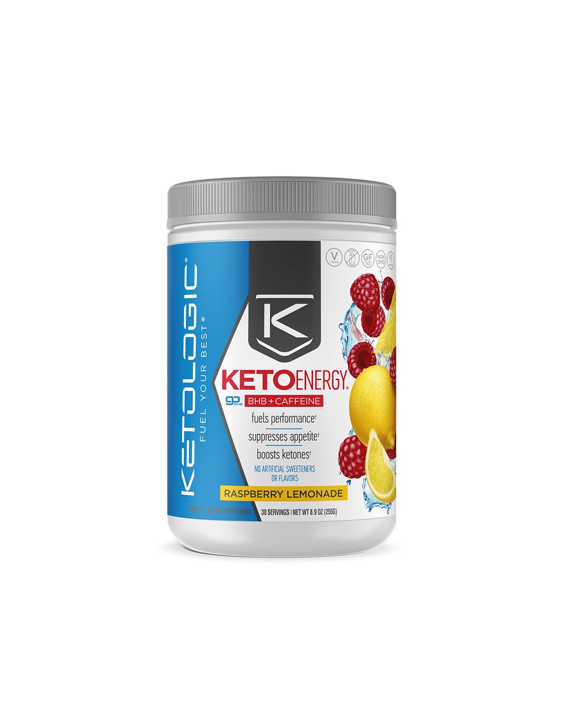 Gewichtsverlust und Fettverbrennung – KetoEnergy BHB + Koffein, 255 g Pulver mit Himbeer-Limonade-Geschmack