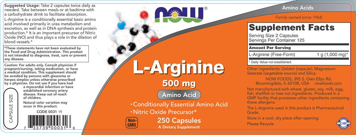 L-Arginin 500 mg – 250 Kapseln