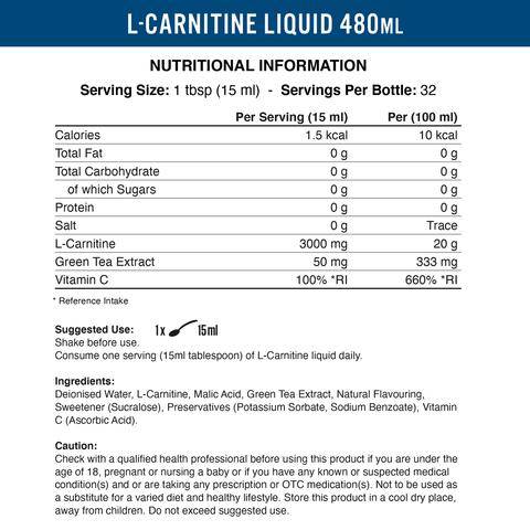 L-Carnitin Liquid 3000 mit grünem Tee – 480 ml