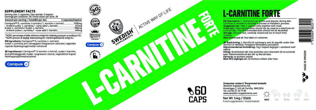 L -Carnitin Forte / Carnipure® + Acetyl - 60 Kapseln