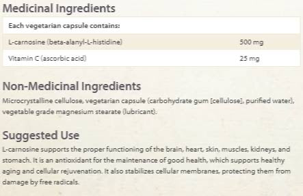 L-Carnosin/L-Carnosin 500 mg x 60 Kapseln <tc>Natural Factors</tc>