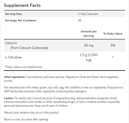 L-Citrullin 750 mg – 90 Kapseln