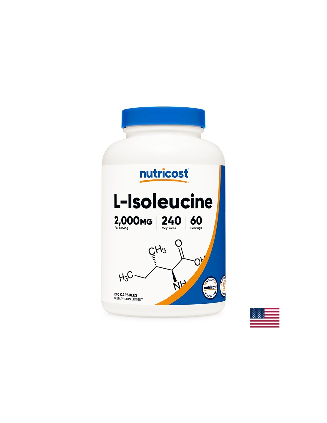 Muskelmasse und Ausdauer – L-Isoleucin, 500 mg x 240 Kapseln <tc>Nutricost</tc>