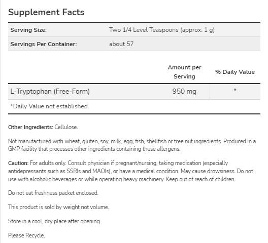 L-Tryptophan-Pulver – 57 Gramm