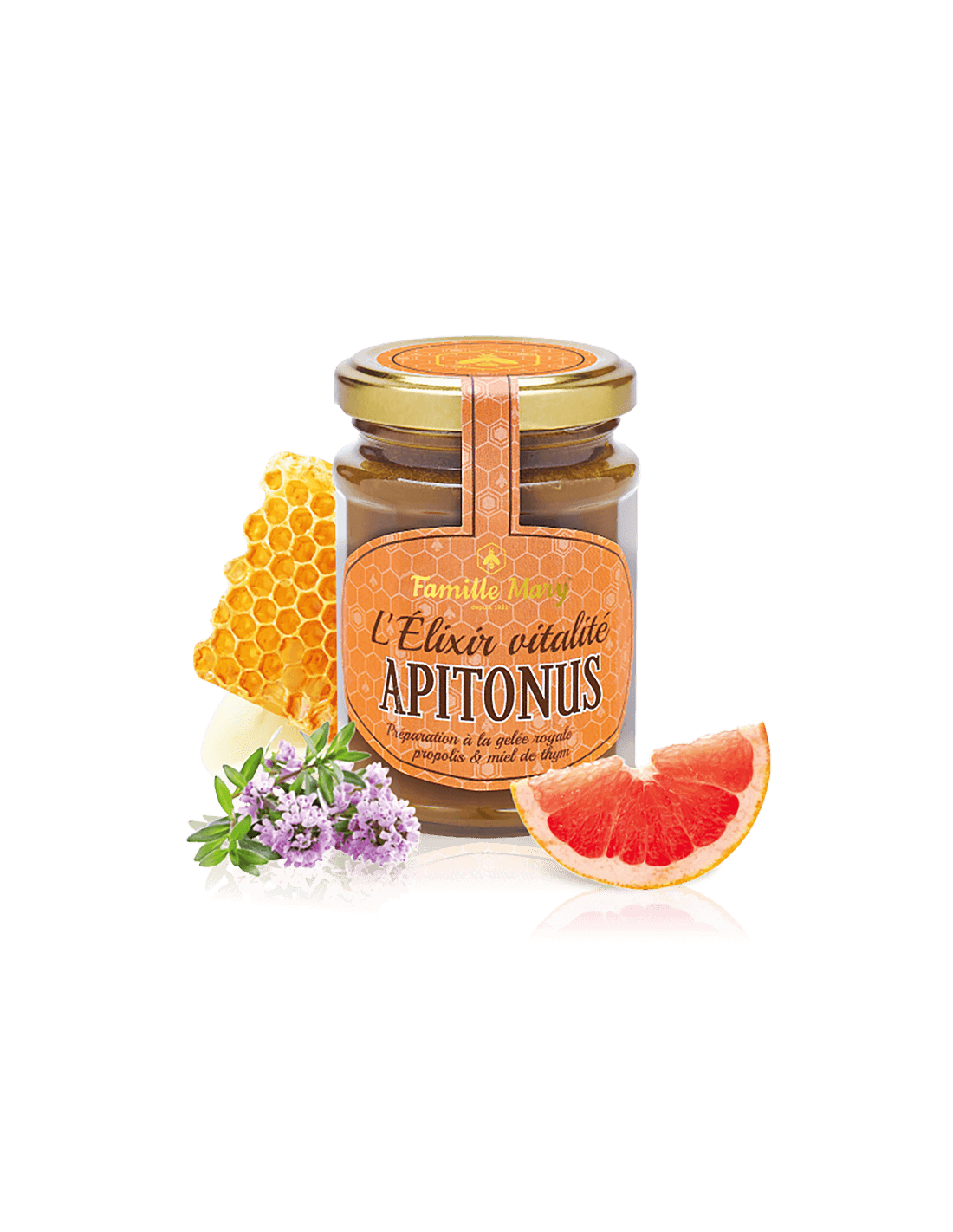L'Élixir vitalité Apitonus/Apitonus Vitalelixier mit Gelée Royale, Propolis und Thymianhonig, 230 g Famille Mary