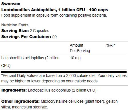 Lactobacillus Acidophilus 1 Milliarde KBE 100 Kapseln