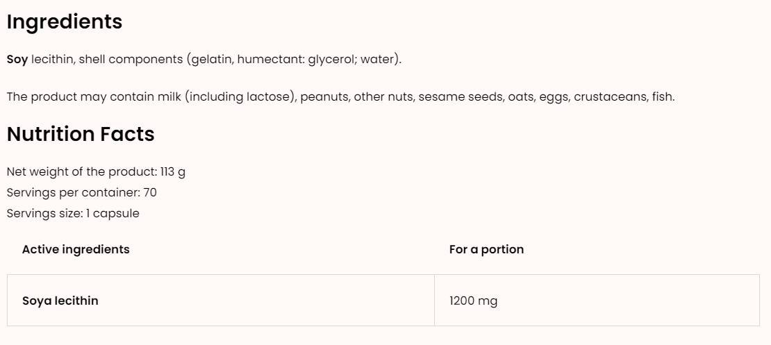 Lecithin 1200/NO GMO 70 Gelkapseln