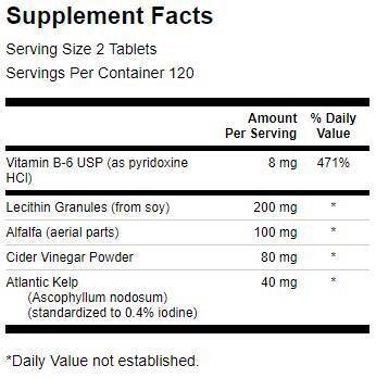 Lecithin, Seetang, B-6 und Apfelessig 428 mg – 240 Tabletten