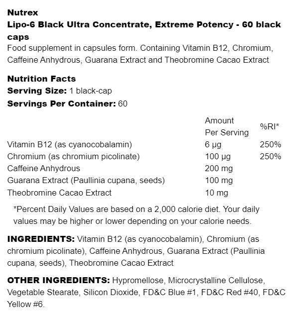 Lipo-6 Black Ultra-Konzentrat | Extreme Potenz 60 Kapseln