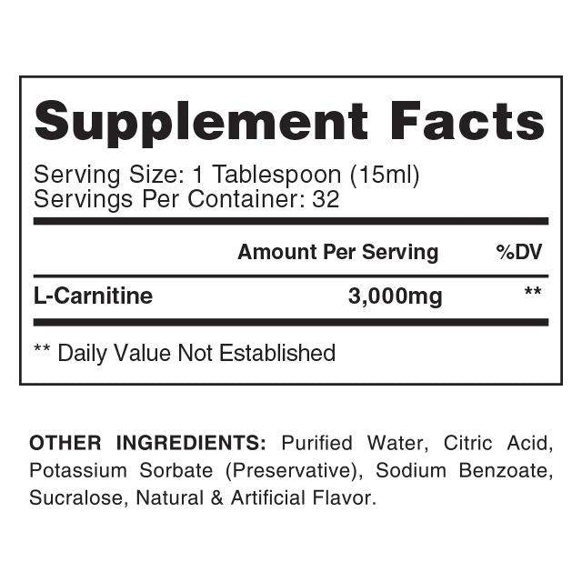 Flüssiges Carnitin 3000 | 2-fache Konzentration – Maximale Stärke – 480 ml