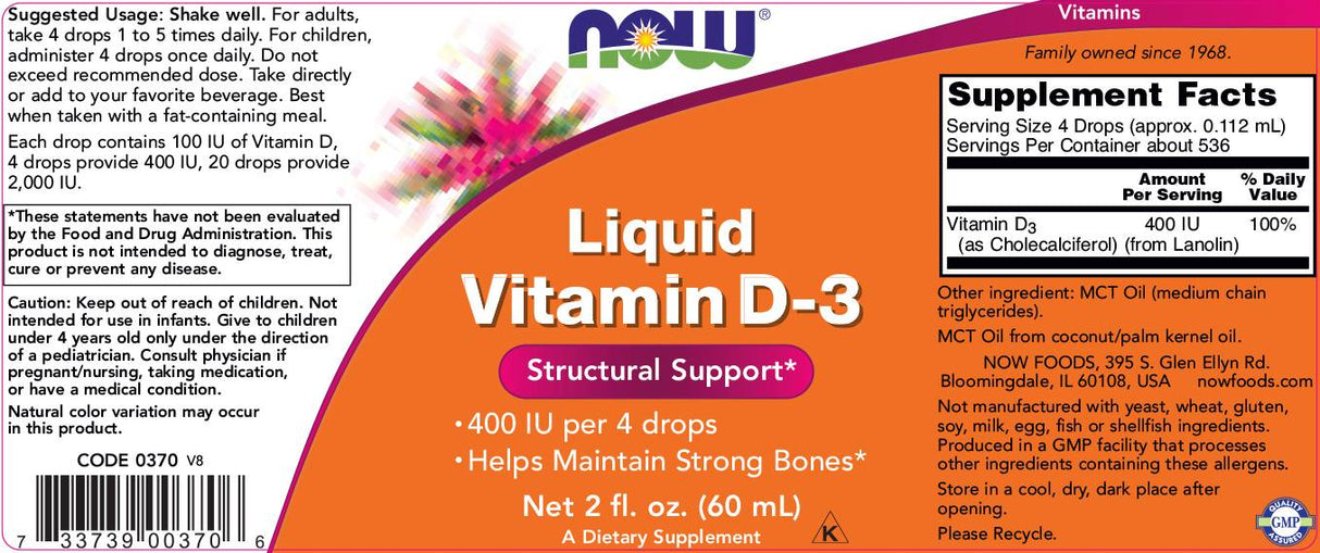 Flüssiges Vitamin D-3/100 IE pro Tropfen – 60 ml