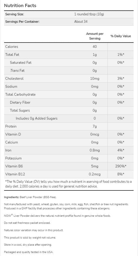 Leberpulver | Argentinisches Rindfleisch-Superfood – 340 Gramm