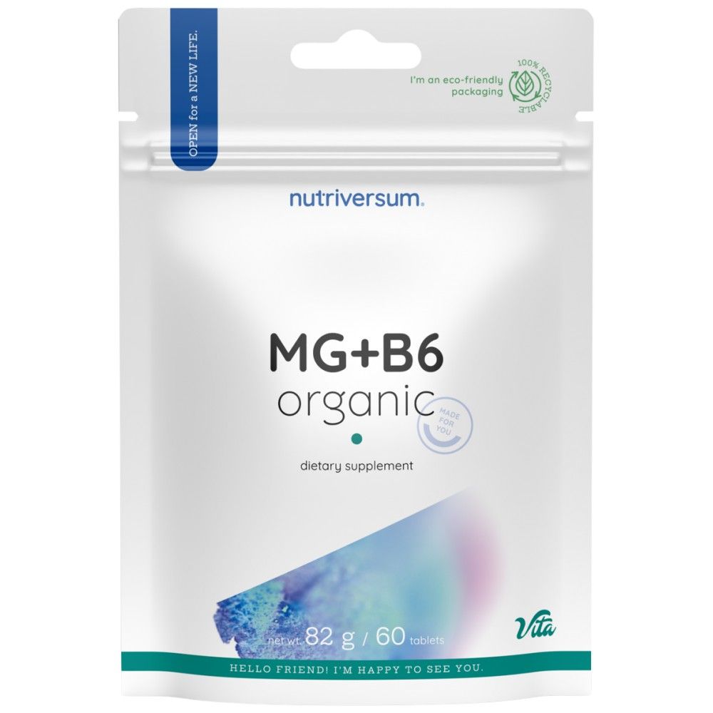MG + B6 | Organisches Magnesium + Vitamin B6 – 60 Tabletten