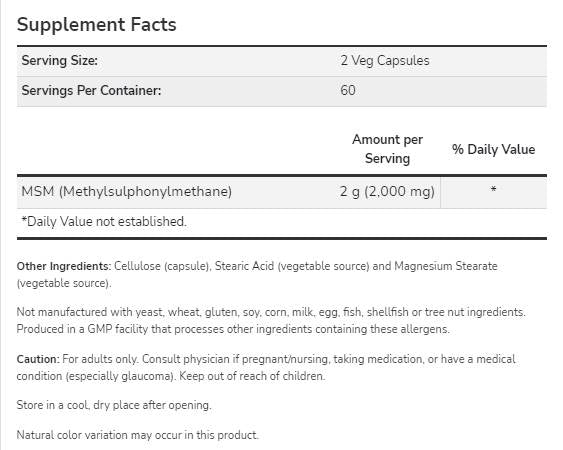 MSM 1000 mg – 240 Kapseln