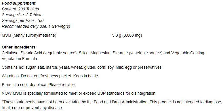 MSM 1500 mg – 200 Tabletten