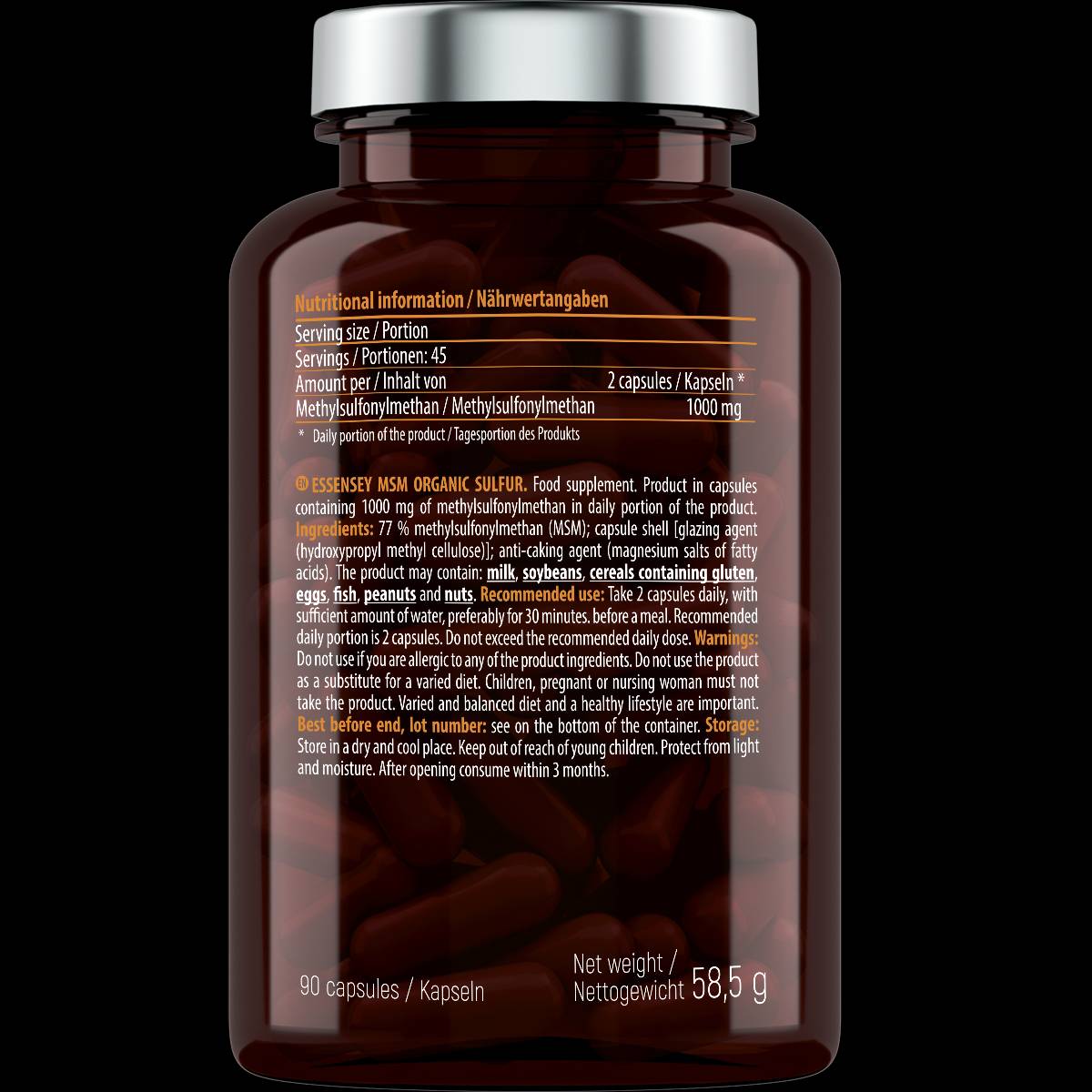 MSM Organischer Schwefel 500 mg – 90 Kapseln