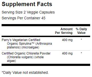 Hergestellt aus Bio-Spirulina und Chlorella 400 mg 90 Kapseln