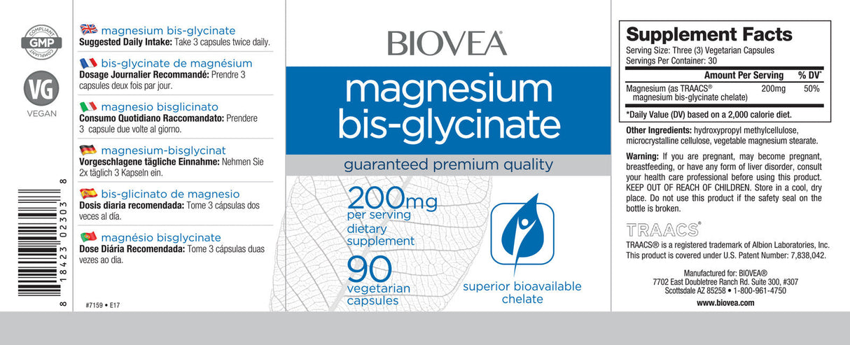Magnesiumbisglycinat 200 mg/90 Kapseln