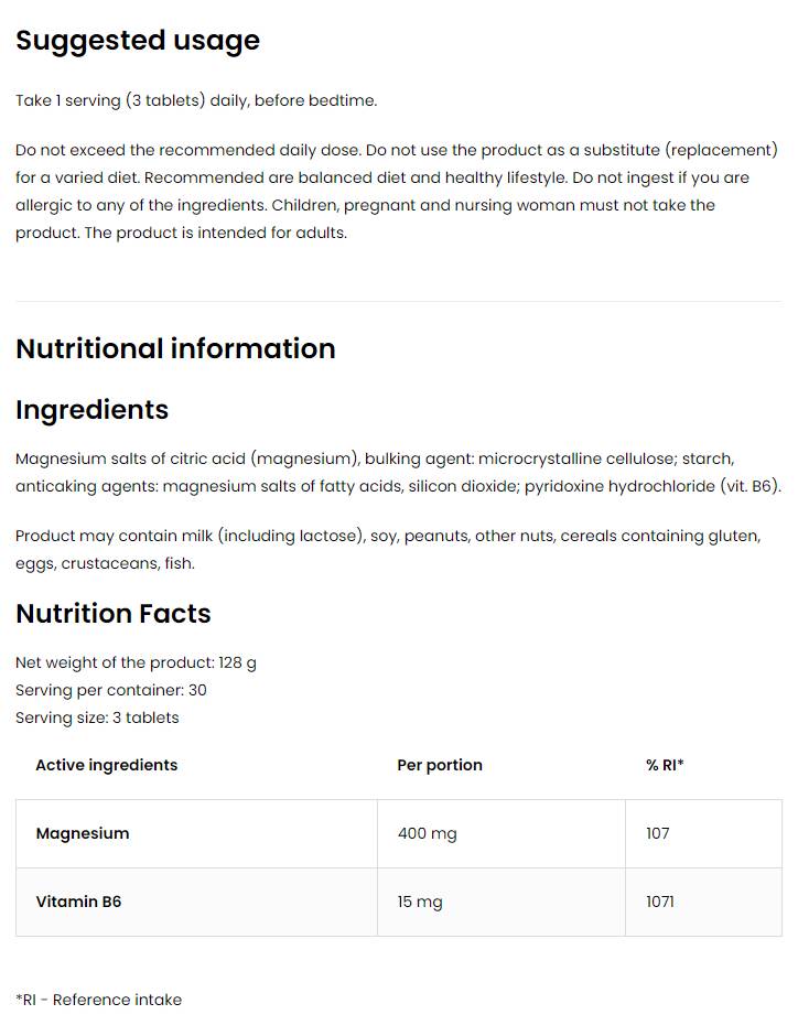 Magnesiumcitrat 400 mg + B6 90 Tabletten
