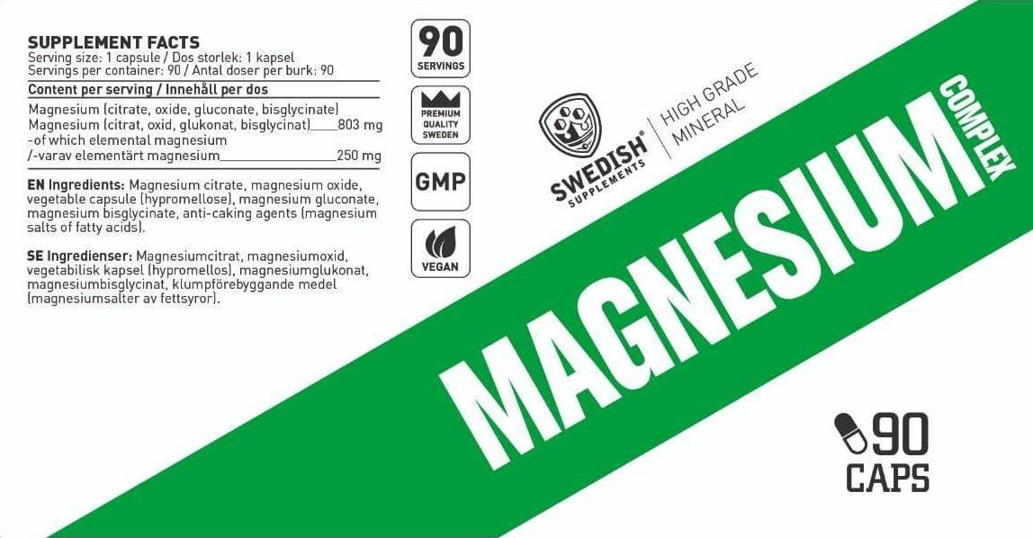 Magnesiumkomplex | 4 Arten Matrix ~ Citrat, Oxid, Gluconat, Bisglycinat – 90 Kapseln