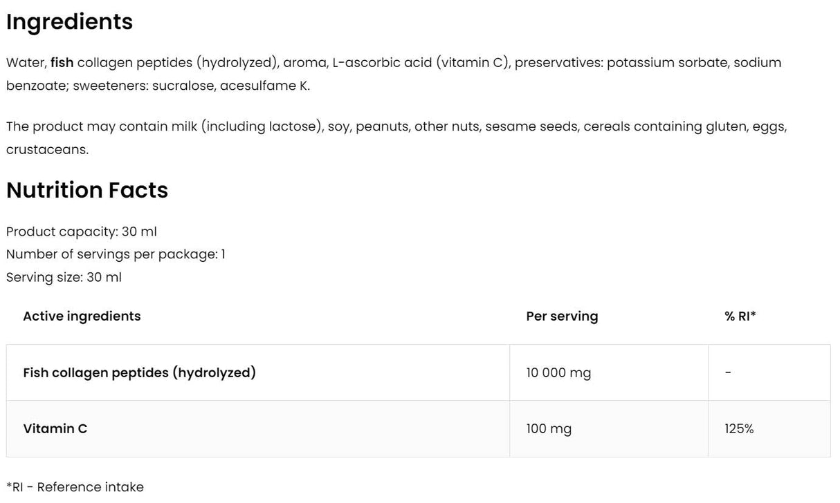 Meereskollagenflüssigkeit 10.000 mg 30 ml