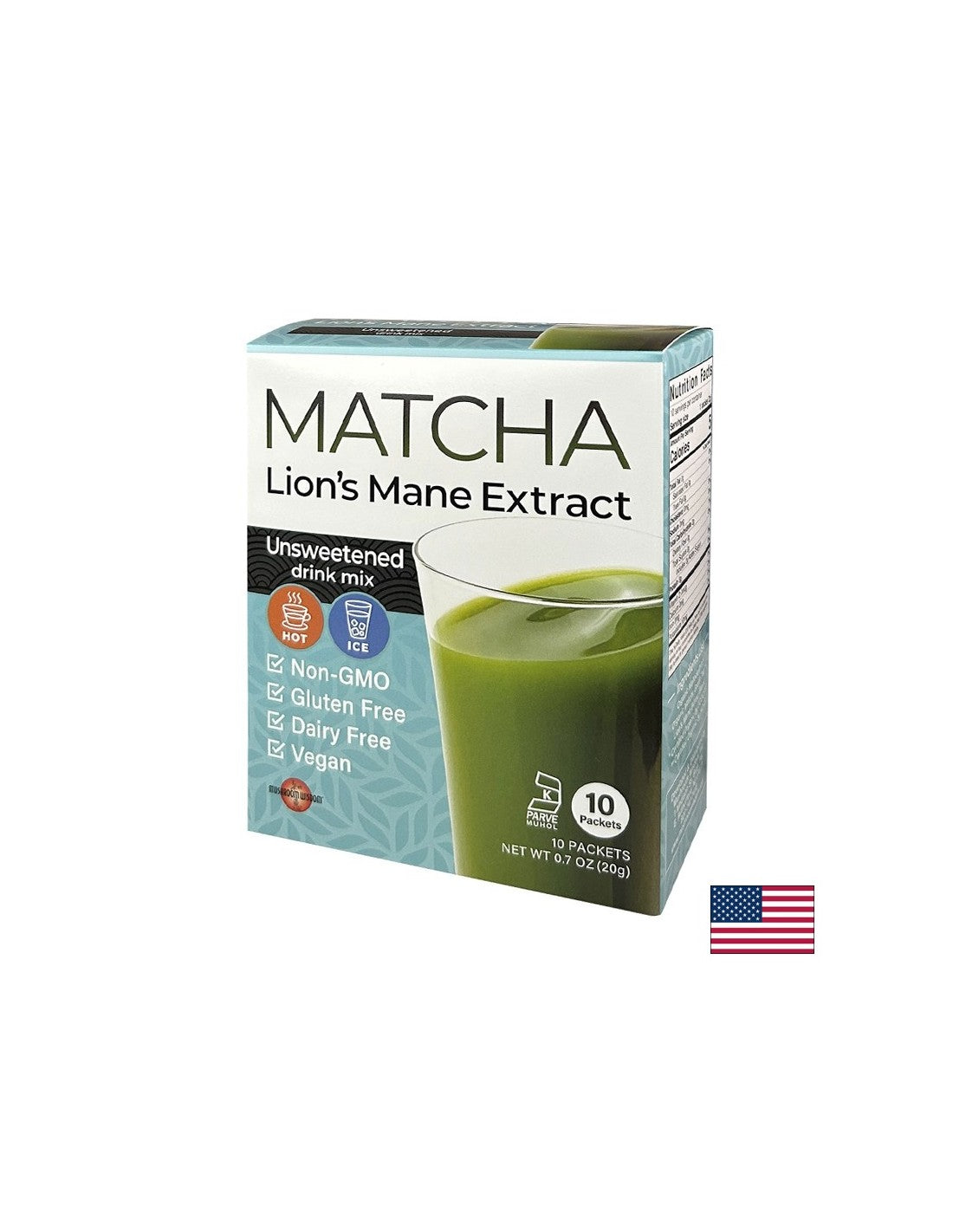 Matcha mit Löwenmähnenextrakt – super Fokus – Energieschub und Konzentration – Instantgetränk, 10 Beutel
