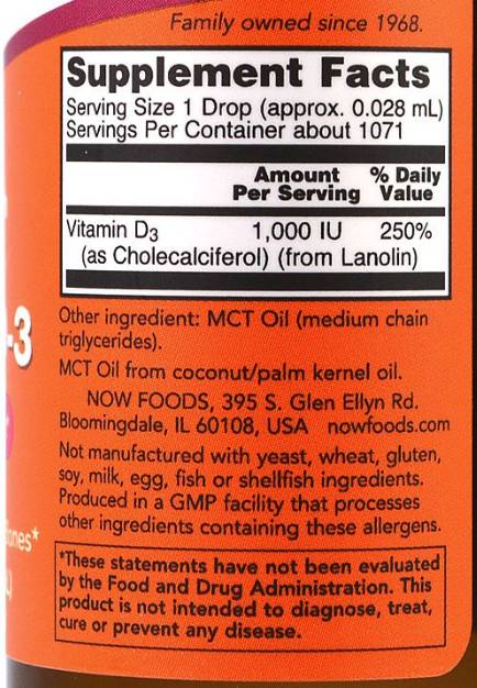 Flüssiges Vitamin D -3 / Extra Stärke / 1000 IU pro Tropfen - 30 ml