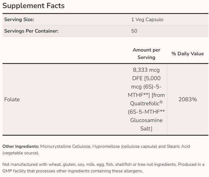 Methylfolat 5000 µg – 50 Kapseln