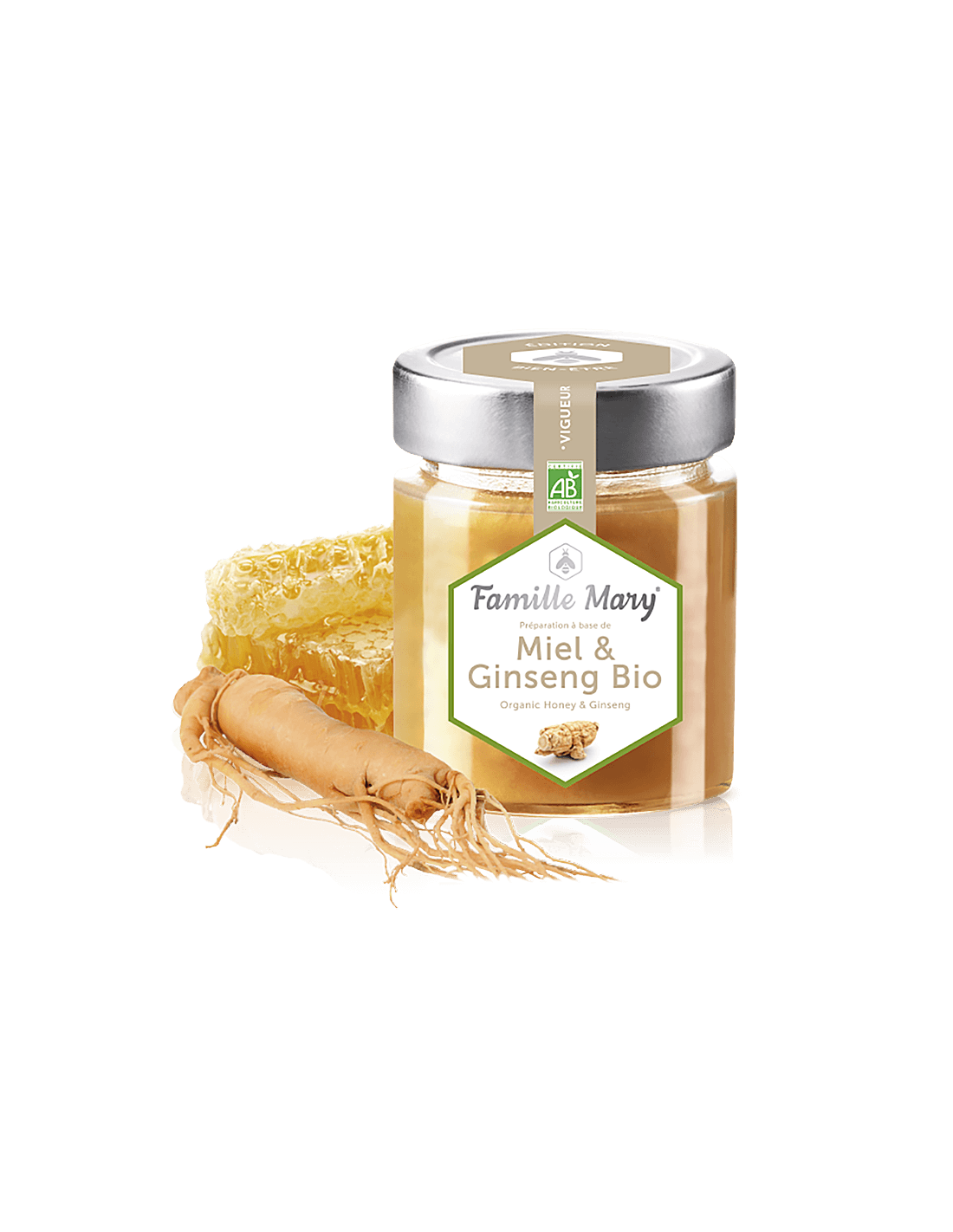 Miel & Ginseng Bio/Bio-Honig aus Waldblumen + Ginseng, 170 g Famille Mary
