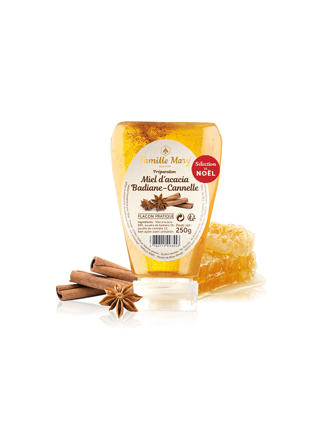 Akazienhonig mit Sternanis und Zimt – Miel d'acacia Badiane – Cannelle, 250 g