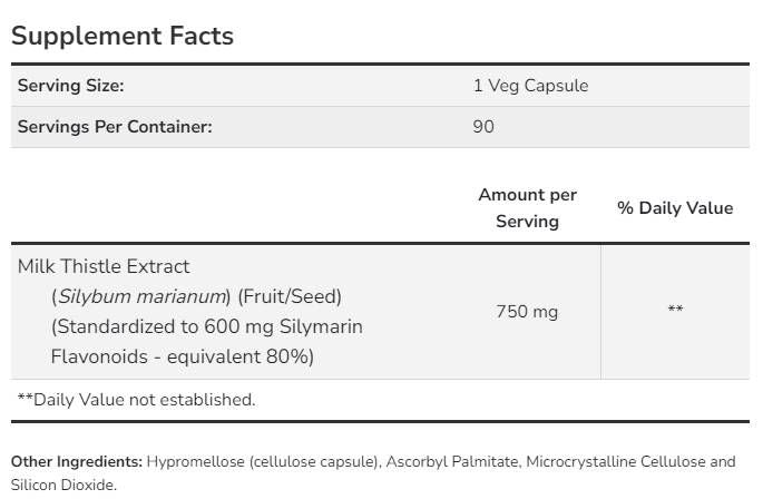 Mariendistelextrakt 750 mg – 90 Kapseln