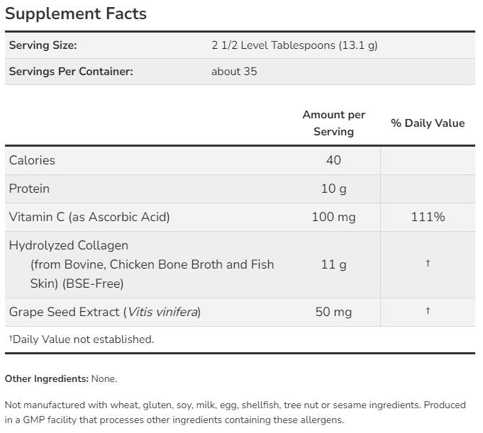 Multi-Kollagen-Protein-Pulver der Typen I, II und III – 454 Gramm