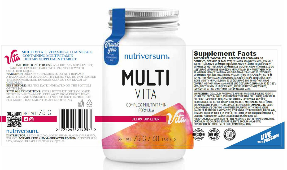 Multi Vita | Komplexe Multivitaminformel – 60 Tabletten