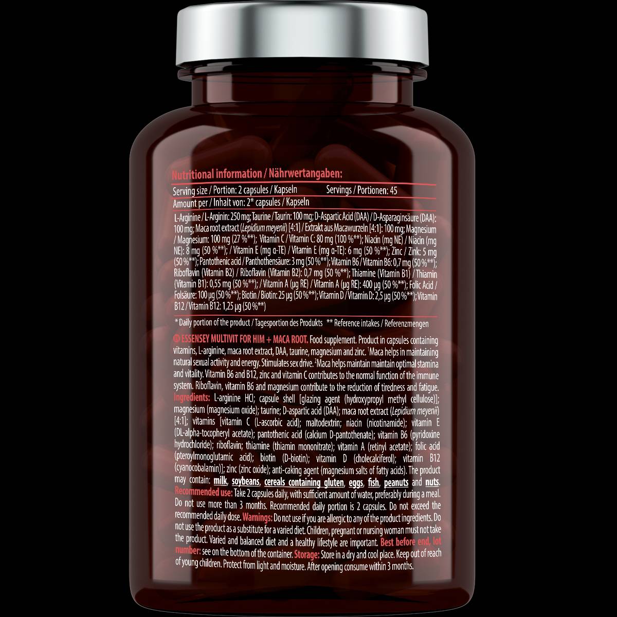 Multivit für Ihn + Maca-Wurzel – 90 Kapseln