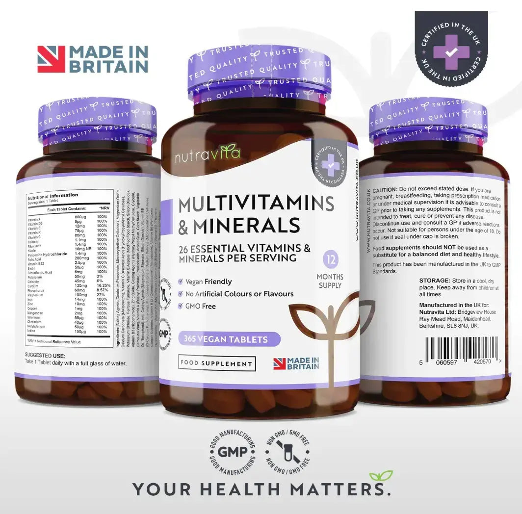 Multivitamine - 26 essentielle Inhaltsstoffe/365 Tabletten, 365 Tage/ <tc>Nutravita</tc>
