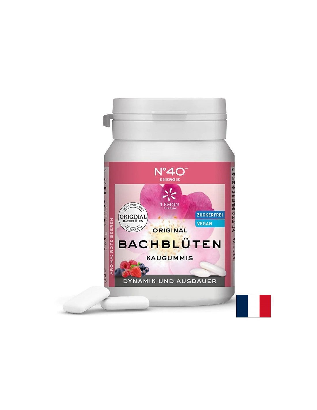 Kaugummi mit Blütenessenzen von Dr. Bach Nr. 40 - Energie, 40 Stück mit Waldfruchtgeschmack