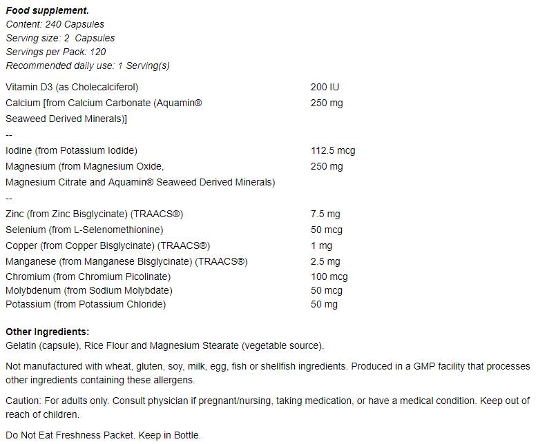 Mineralkappen mit vollem Spektrum - 240 Kapseln