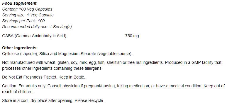 GABA 750 mg - 200 Kapseln