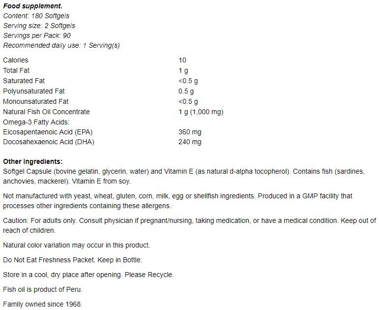 Omega -3 -Mini -Gele - 180 Gelkapseln